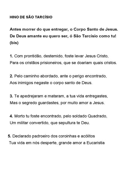 Hino de São Tarcisio .